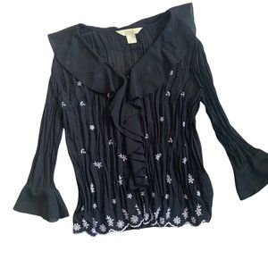 New York City Design CO Floral Embroidered Blouse S